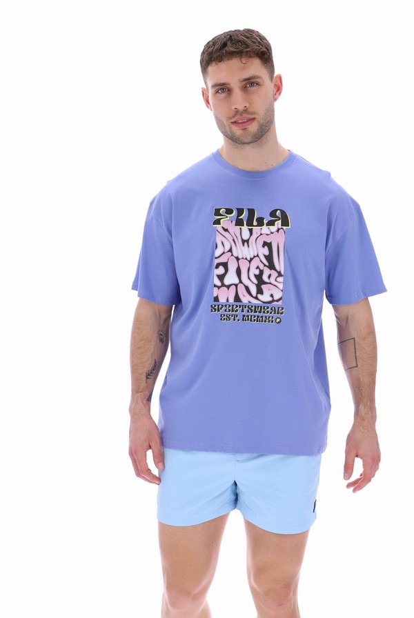 Purple Fila Dugie Graphic Men T-shirts | 8753ZCHFO