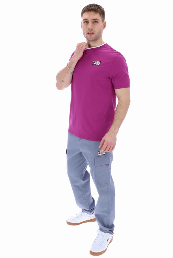 Purple Fila Journey Sleeve Men T-shirts | 6014OVZLC