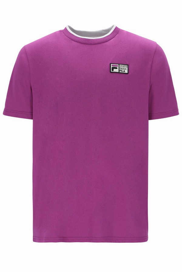 Purple Fila Journey Sleeve Men T-shirts | 6014OVZLC