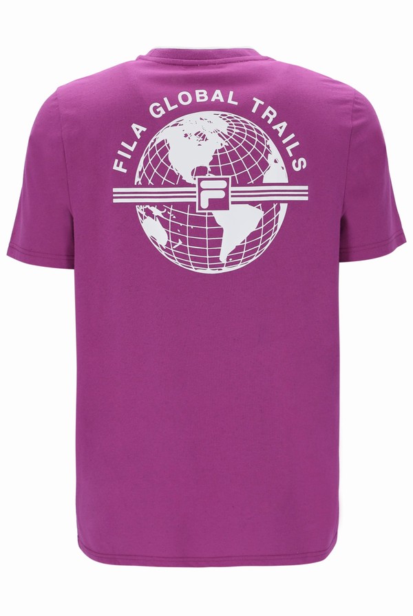 Purple Fila Journey Sleeve Men T-shirts | 6014OVZLC