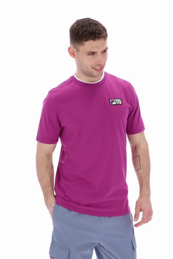 Purple Fila Journey Sleeve Men T-shirts | 6014OVZLC