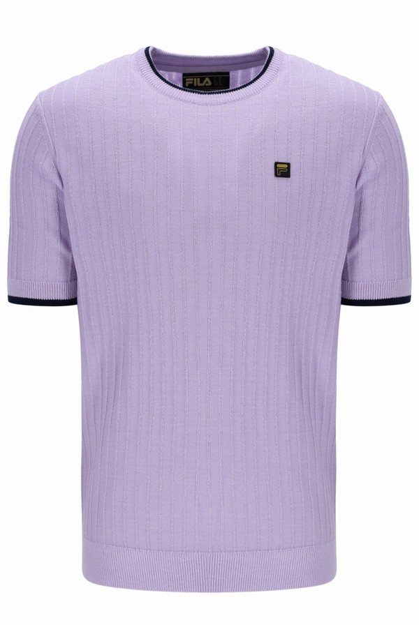 Purple Fila Musso BB1 Knitted Textured Men T-shirts | 3074YAZXG