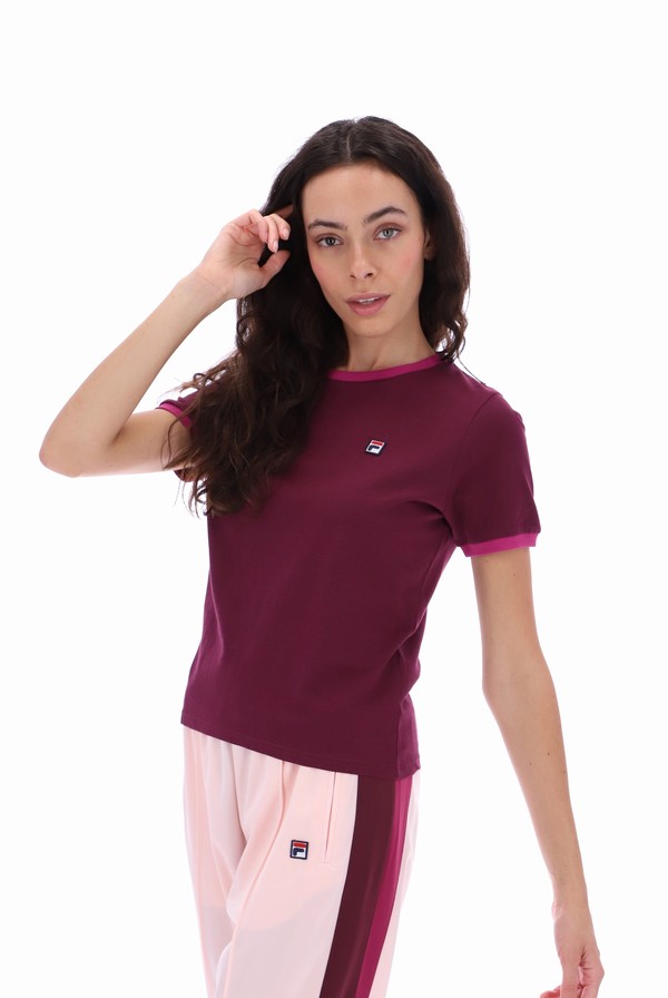 Purple / Burgundy Fila Marcia Ringer Women T-shirts | 2613CWILS