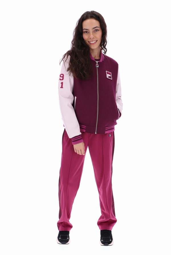 Purple / Burgundy / Dark Red Fila Dixon Varsity Women Jackets | 9238FMWEL