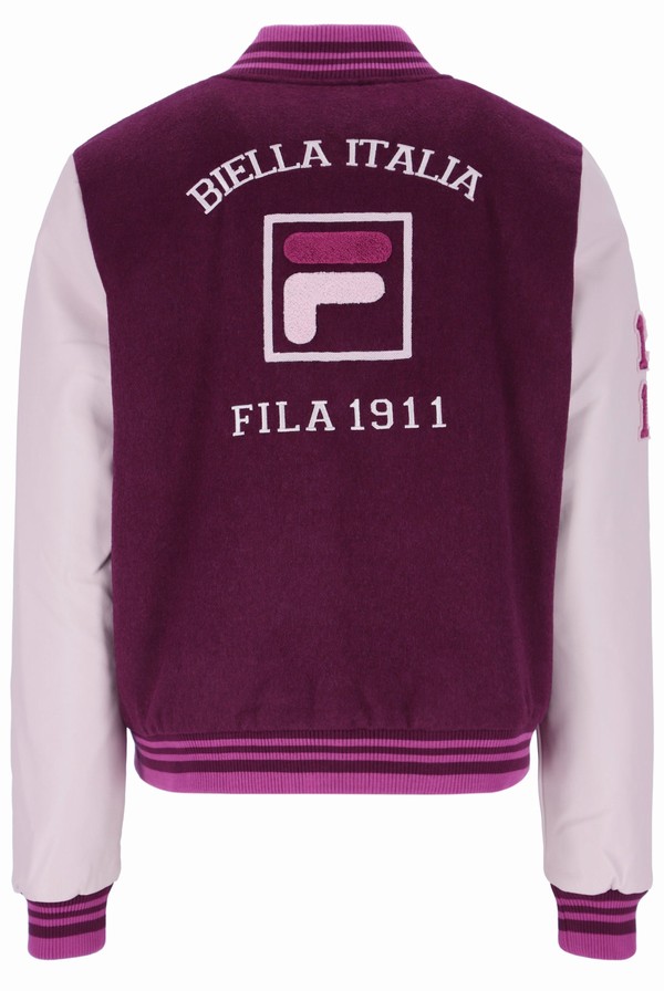 Purple / Burgundy / Dark Red Fila Dixon Varsity Women Jackets | 9238FMWEL