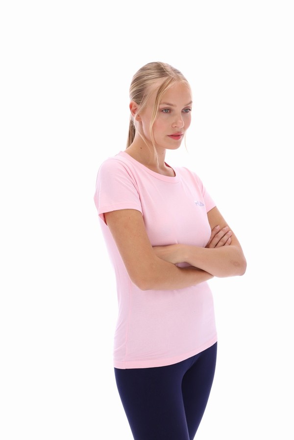 Purple / Pink Fila Cecilia Classic Logo Women T-shirts | 8216HYXKF