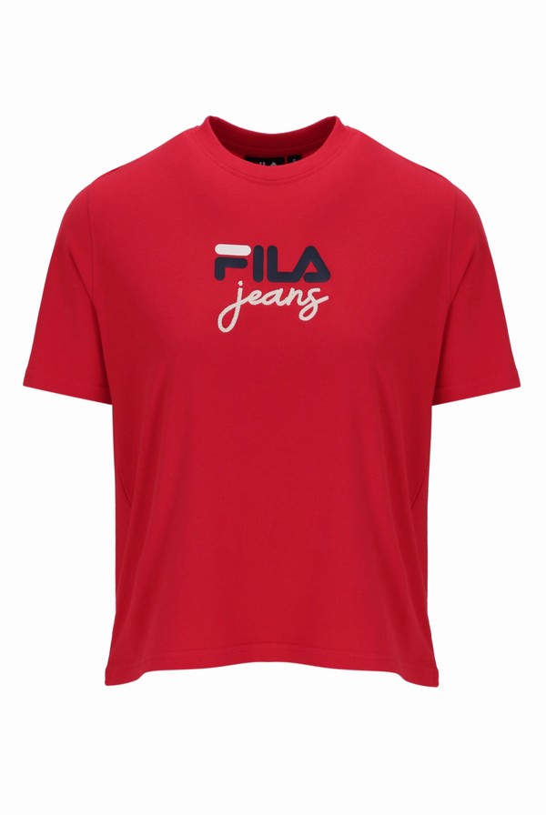 Red Fila Janis Boxy Women T-shirts | 0528LGCWX