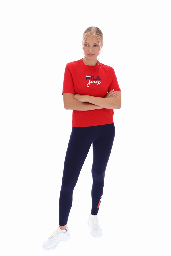 Red Fila Janis Boxy Women T-shirts | 0528LGCWX