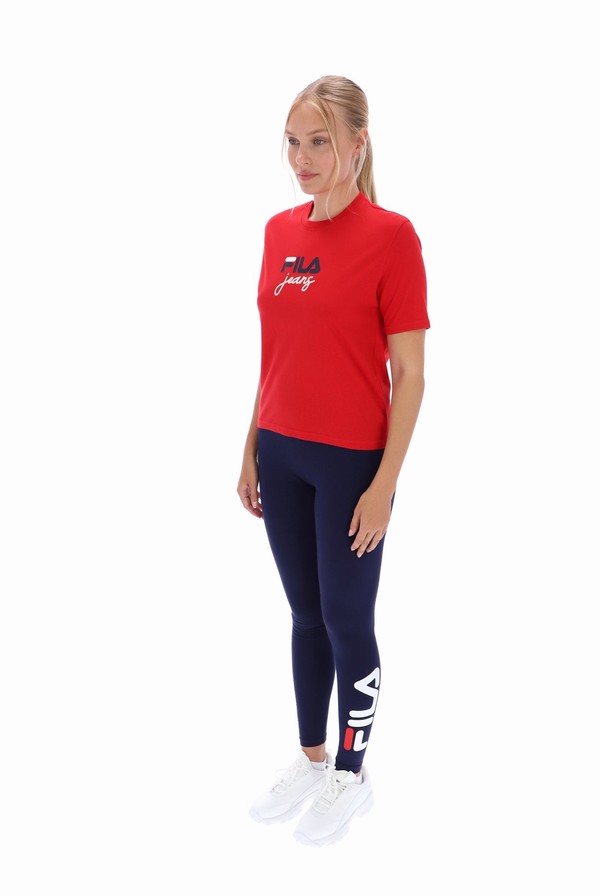 Red Fila Janis Boxy Women T-shirts | 0528LGCWX