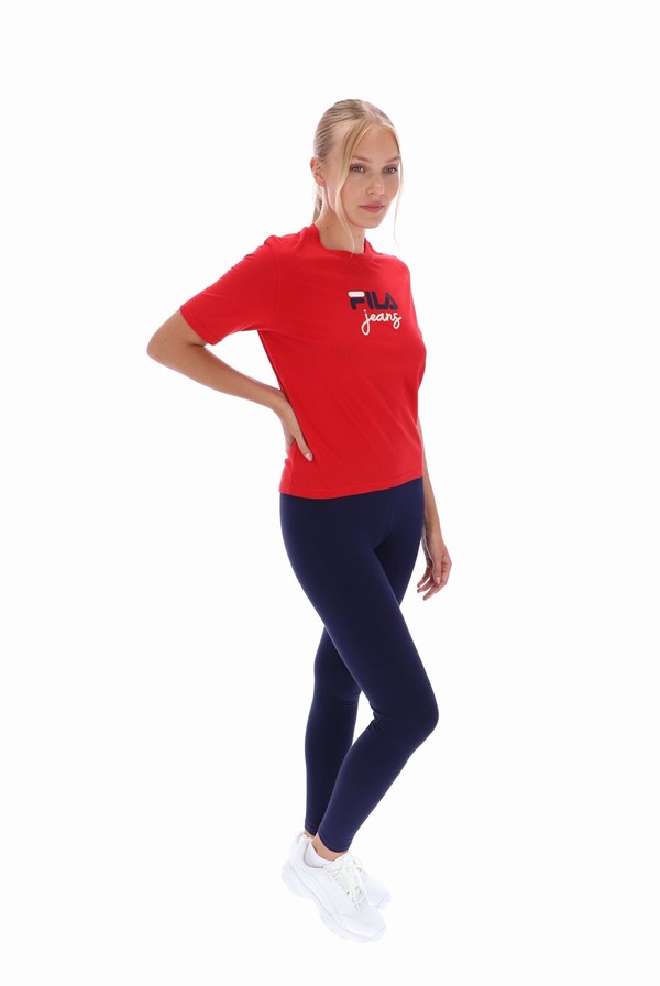 Red Fila Janis Boxy Women T-shirts | 0528LGCWX