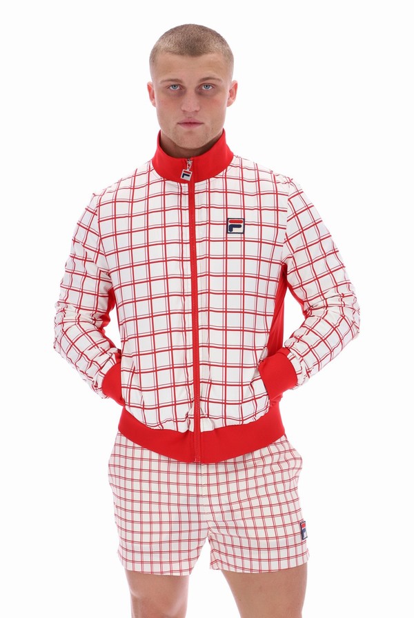 Red Fila Morgan Check Men Track Top | 0938AZLUR