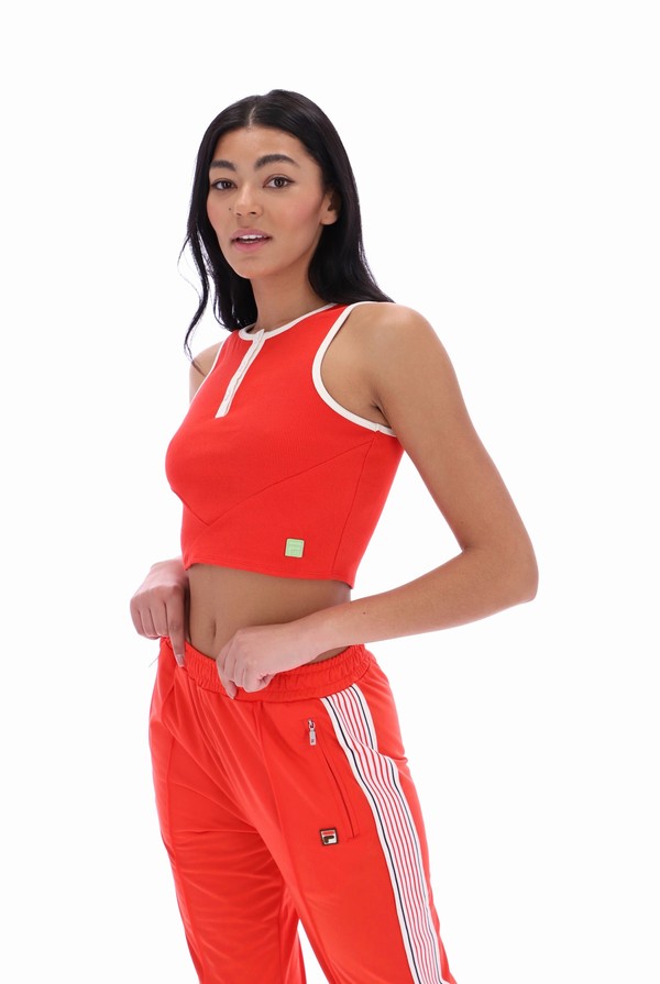 Red Fila Tyla Ribbed Cropped Women Vest | 1709MOAIX