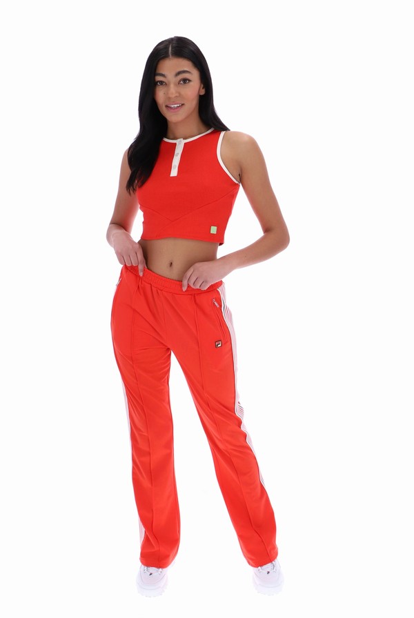 Red Fila Tyla Ribbed Cropped Women Vest | 1709MOAIX