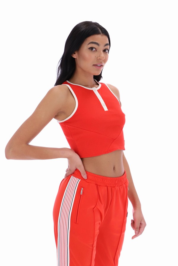 Red Fila Tyla Ribbed Cropped Women Vest | 1709MOAIX