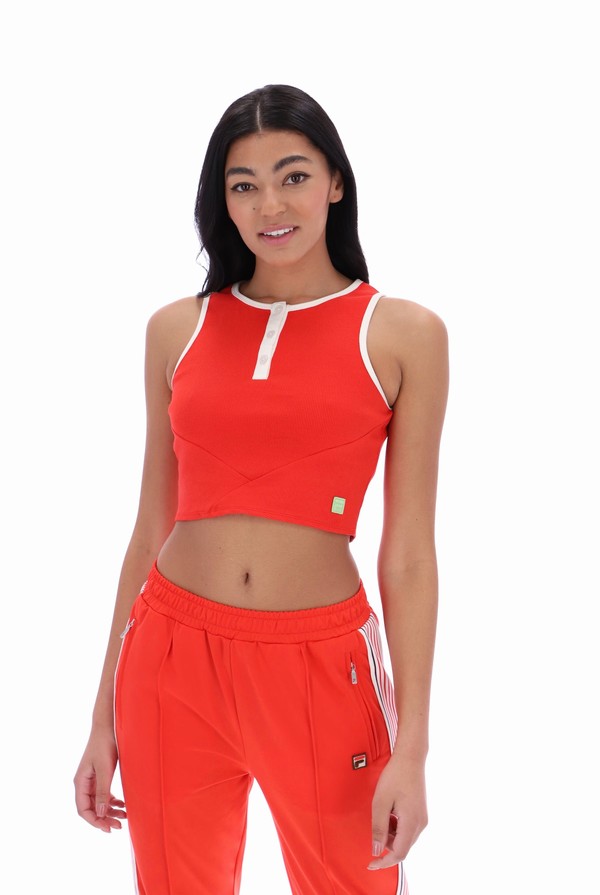 Red Fila Tyla Ribbed Cropped Women Vest | 1709MOAIX