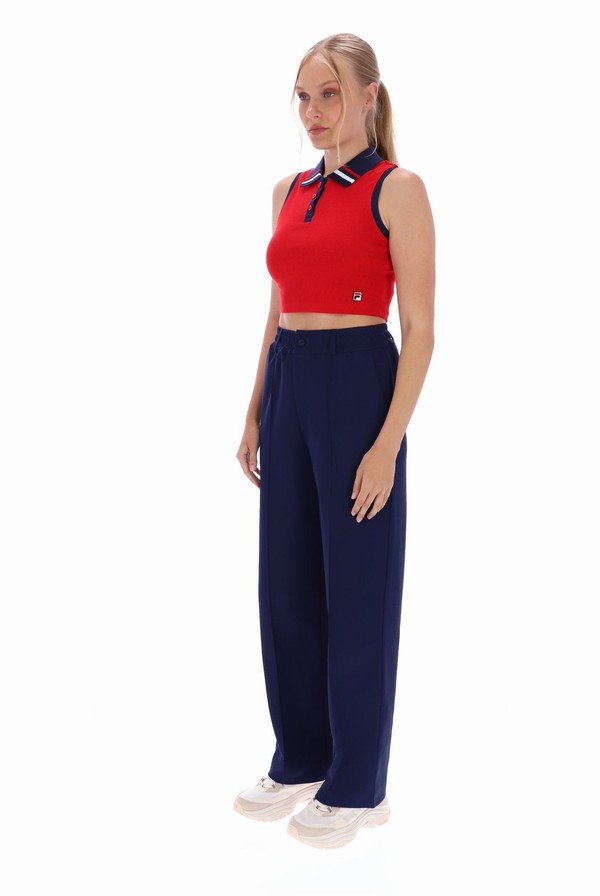 Red Fila Tyson Cropped Women Co-ords | 5791PUDEK