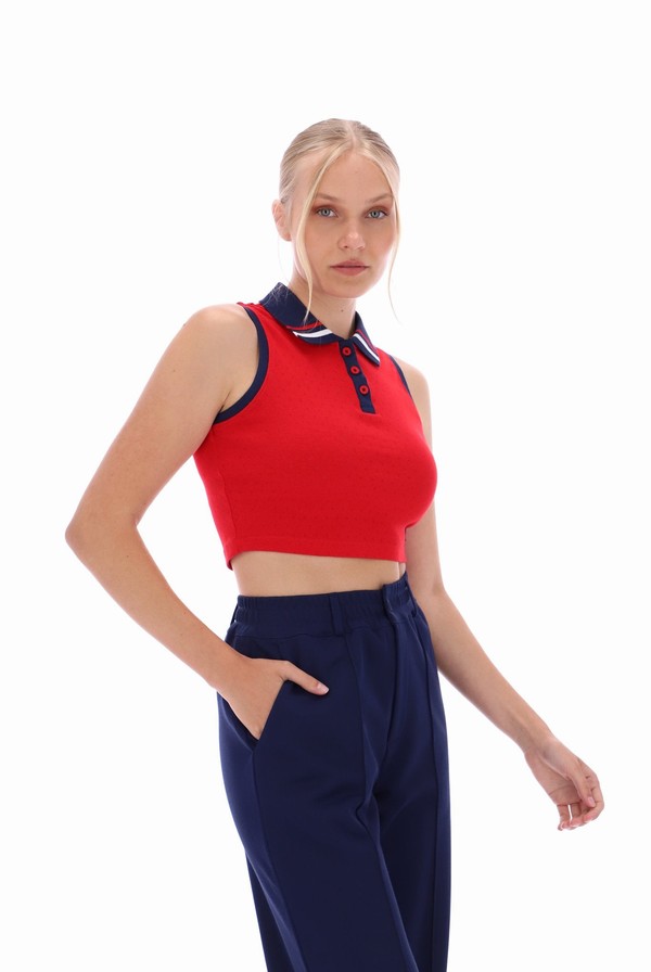 Red Fila Tyson Cropped Women Co-ords | 5791PUDEK