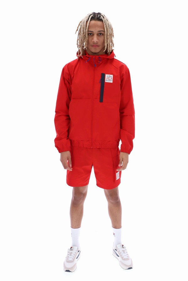 Red Fila Zane Windbreaker Men Jackets | 4751HFAWE