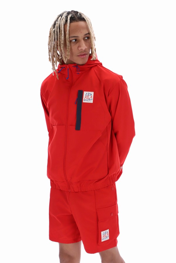 Red Fila Zane Windbreaker Men Jackets | 4751HFAWE