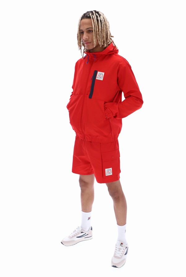 Red Fila Zane Windbreaker Men Tracksuits | 9072QHZBW