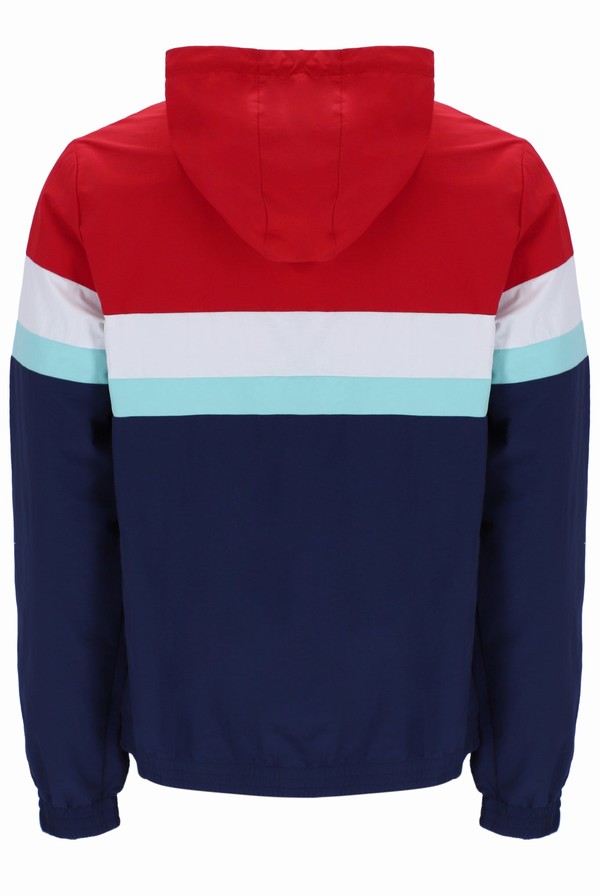 Red / Blue Fila Shaan Colour Block Zip Up Men Hoodie | 3512SRVHI