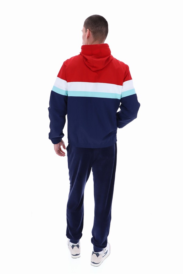 Red / Blue Fila Shaan Colour Block Zip Up Men Hoodie | 3512SRVHI