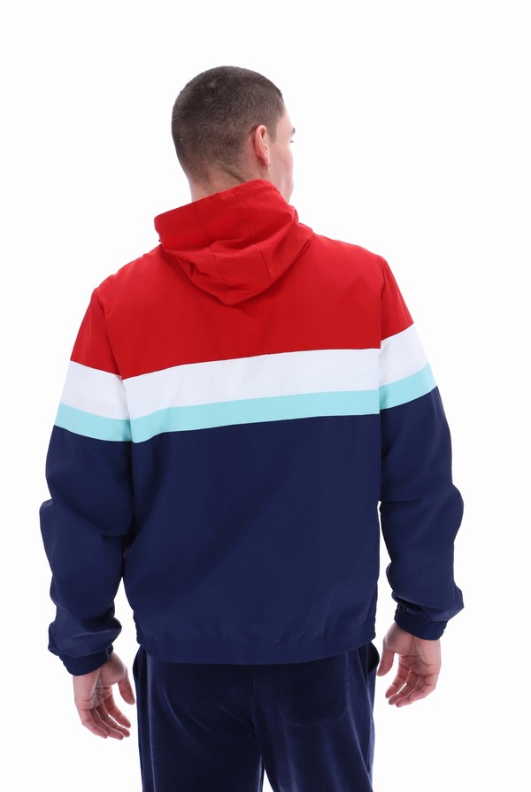 Red / Blue Fila Shaan Colour Block Zip Up Men Hoodie | 3512SRVHI