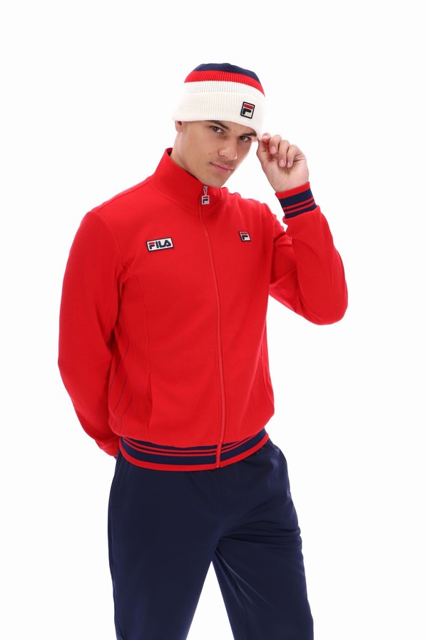 Red / Navy Fila Jamie Settanta Men Track Top | 6507QMIZJ