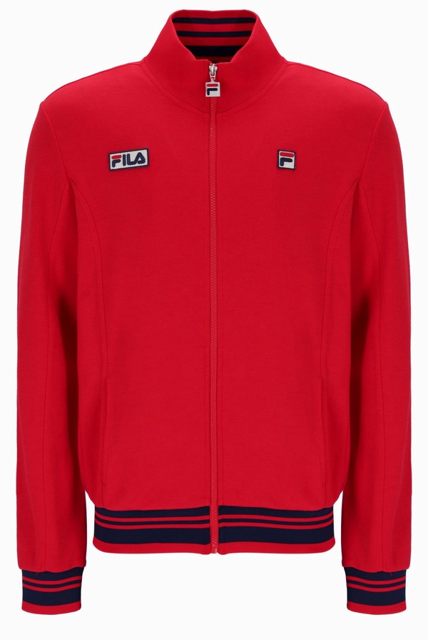 Red / Navy Fila Jamie Settanta Men Track Top | 6507QMIZJ