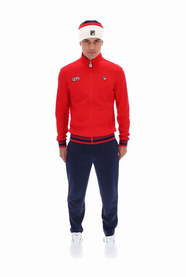 Red / Navy Fila Jamie Settanta Men Track Top | 6507QMIZJ