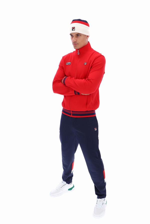 Red / Navy Fila Jamie Settanta Men Track Top | 6507QMIZJ