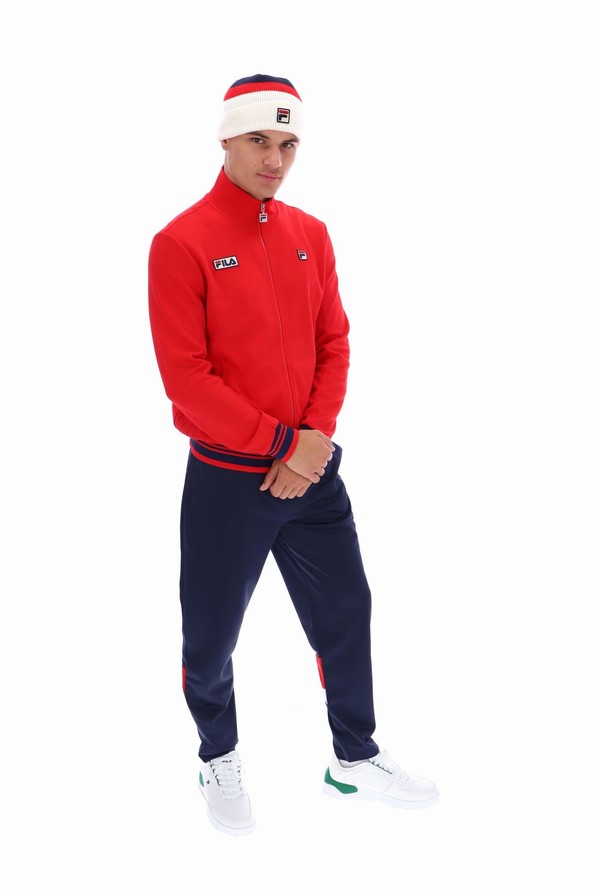 Red / Navy Fila Jamie Settanta Men Track Top | 6507QMIZJ