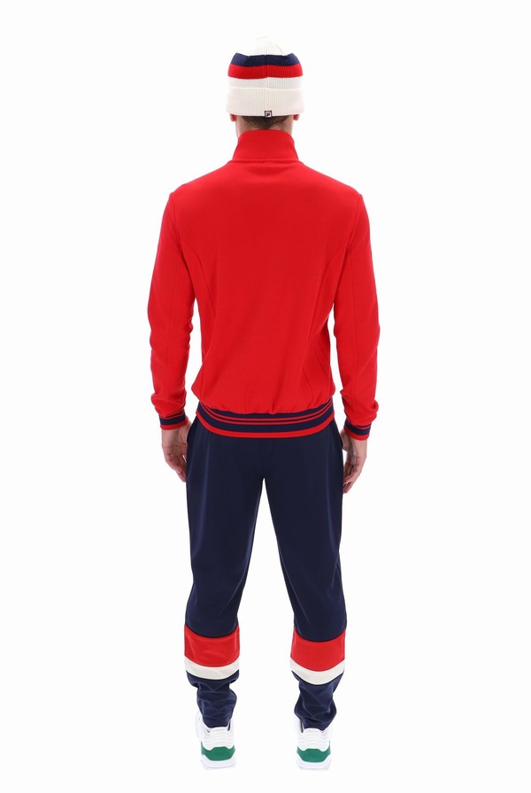 Red / Navy Fila Jamie Settanta Men Track Top | 6507QMIZJ