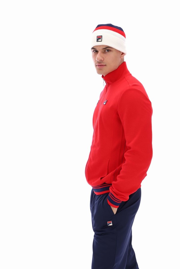 Red / Navy Fila Jamie Settanta Men Track Top | 6507QMIZJ