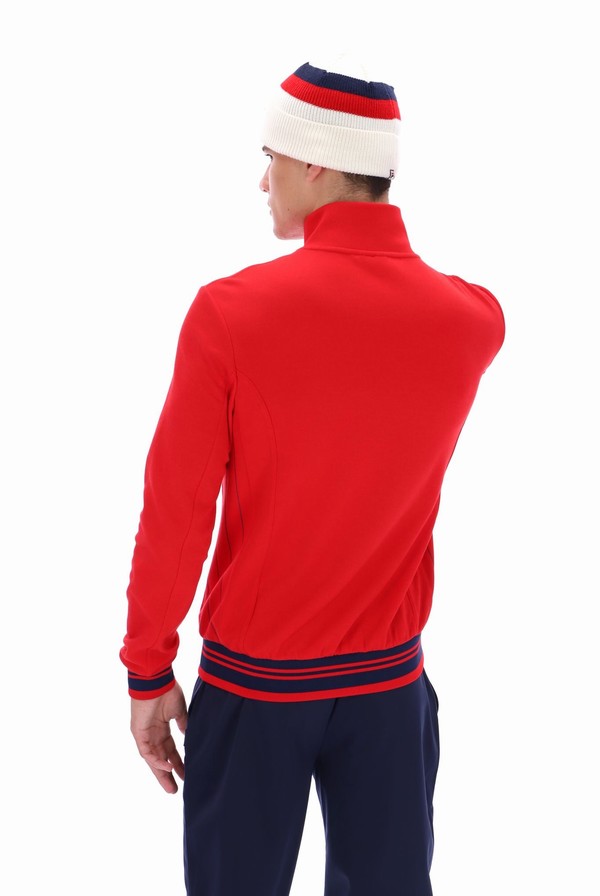 Red / Navy Fila Jamie Settanta Men Track Top | 6507QMIZJ