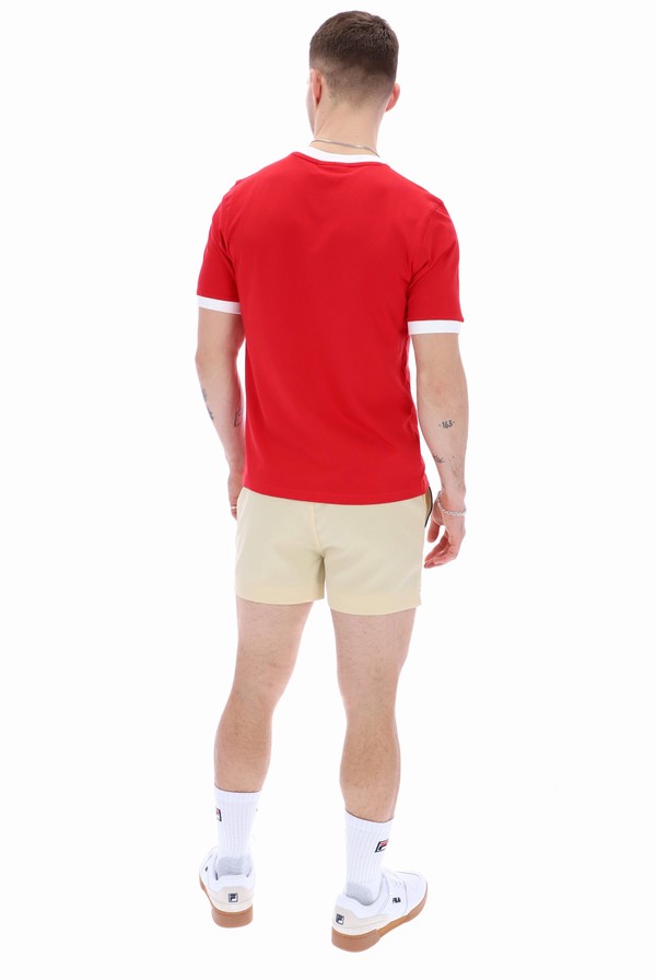 Red / White Fila Marconi Essential Ringer Men T-shirts | 5263TDUKC