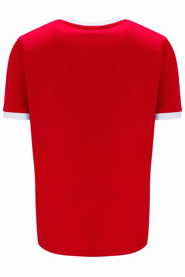 Red / White Fila Marconi Essential Ringer Men T-shirts | 5263TDUKC