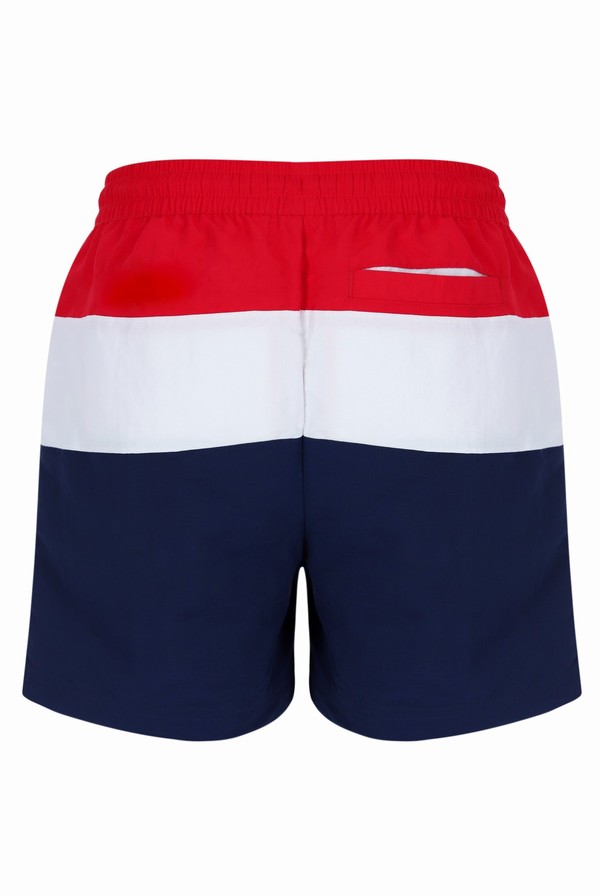 Red / White / Navy Fila Alexi Colour Block Men Shorts | 1495ASJKG