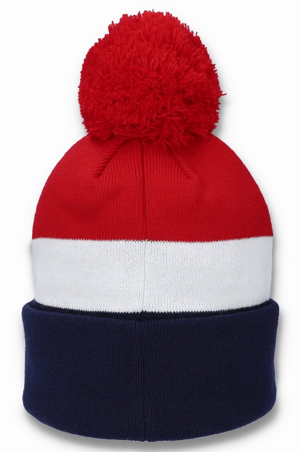 Red / White / Navy Fila Kato Jacquard Pom Women Beanie | 9487MZYIK