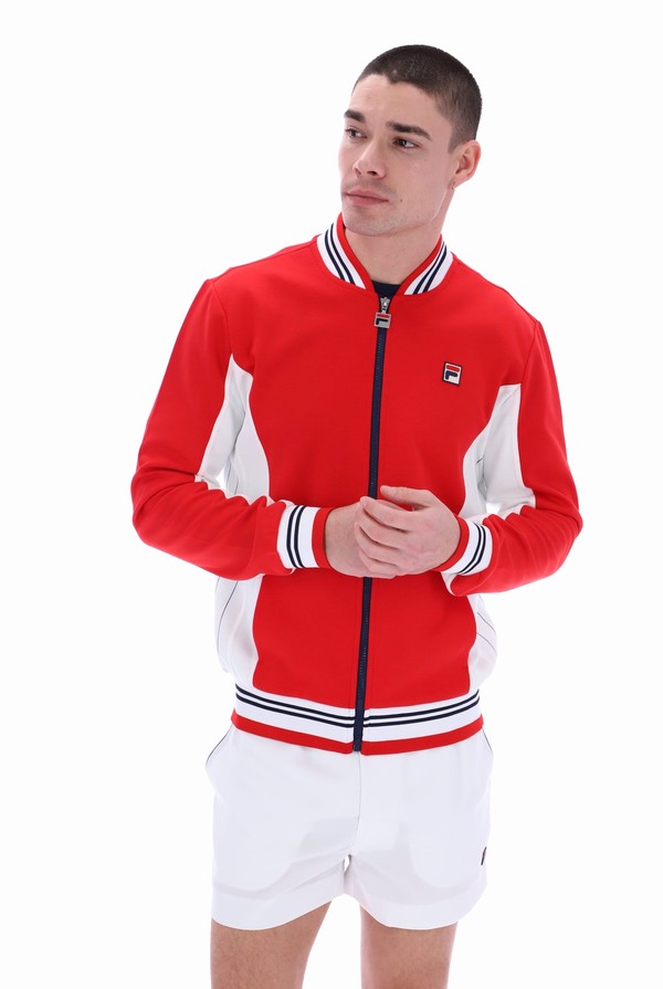 Red / White / Navy Fila Settanta Baseball Men Track Top | 2045ZGWRN