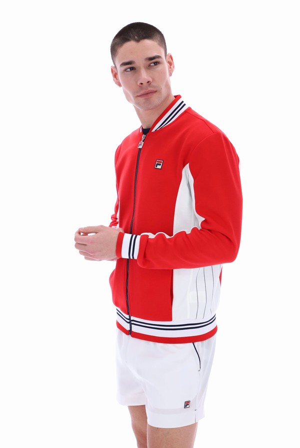 Red / White / Navy Fila Settanta Baseball Men Track Top | 2045ZGWRN