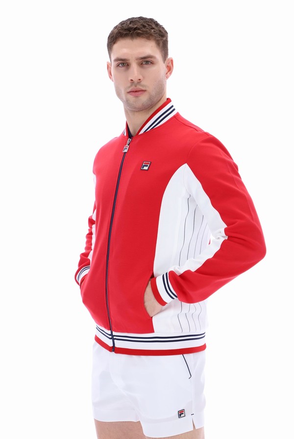 Red / White / Navy Fila Settanta Baseball Men Tracksuits | 7548JPEHB