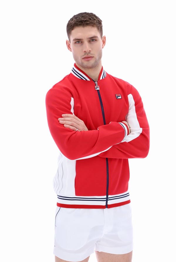 Red / White / Navy Fila Settanta Baseball Men Tracksuits | 7548JPEHB