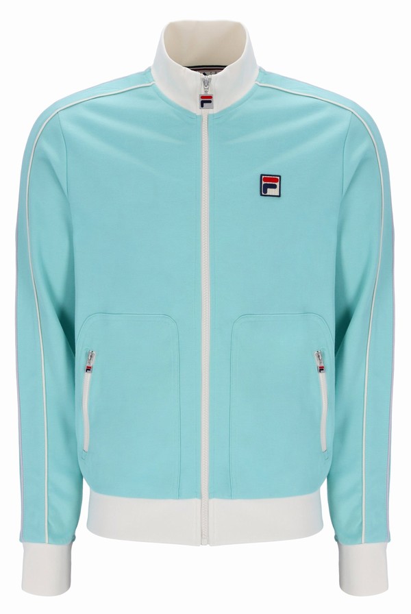 Turquoise Fila Fitzgerald Striped Men Track Top | 5903SBXCG