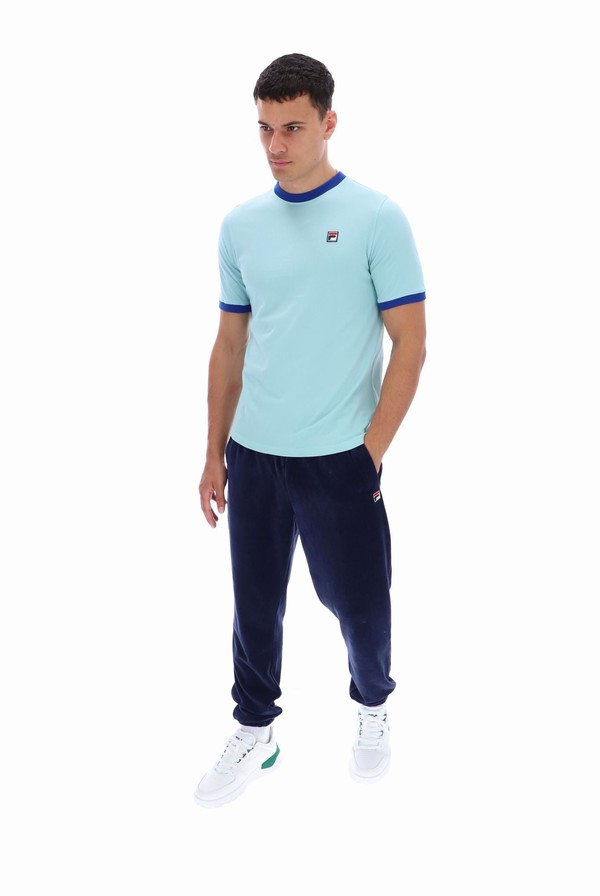 Turquoise Fila Marconi Essential Ringer Men T-shirts | 7952NCEPV