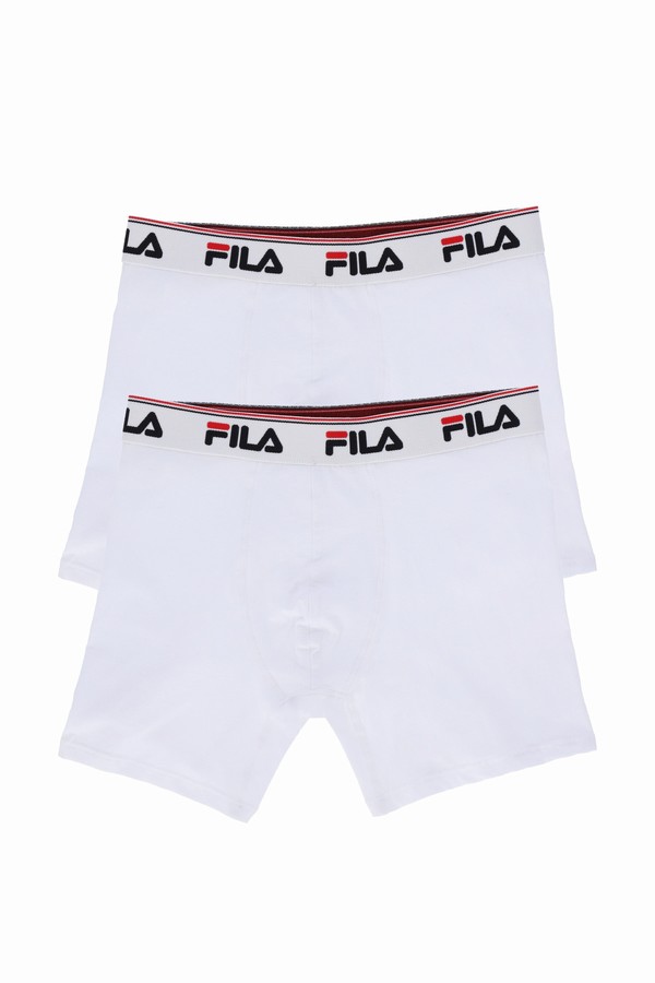 White Fila 2 Pack Mid Rise Boxers Men Underwear | 1723DMXVY