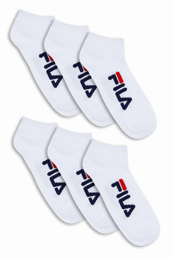 White Fila 6 Pack Men Socks | 1605TJYSV