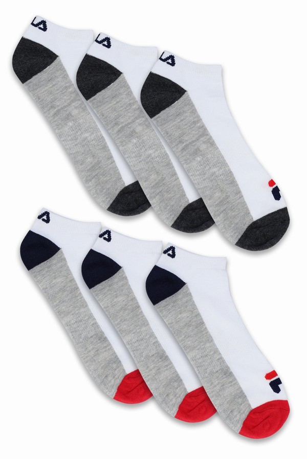 White Fila 6 Pack Men Socks | 3208DIELK