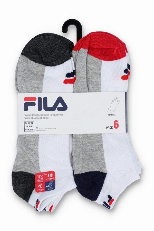 White Fila 6 Pack Men Socks | 3208DIELK