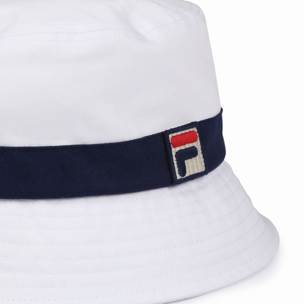 White Fila Basil F-Box Bucket Men Hats | 8301UOZGN